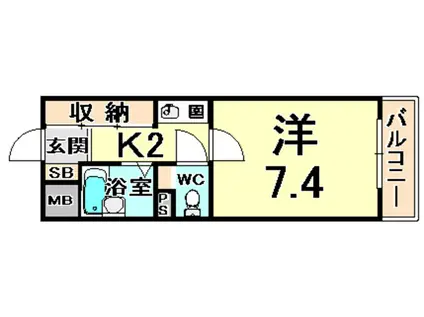 ハビタビリスII(1K/4階)の間取り写真