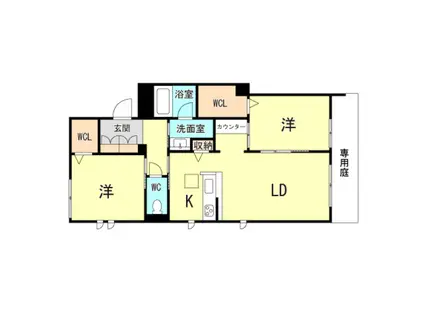 エルキューブ深江(2LDK/1階)の間取り写真