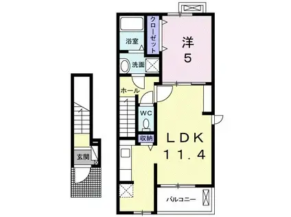 FLEURAGE(1LDK/2階)の間取り写真