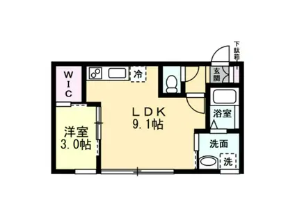 INTEGRAL上袋II(1LDK/1階)の間取り写真