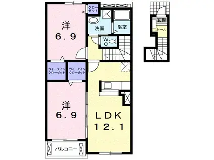 ジェルメI(2LDK/2階)の間取り写真