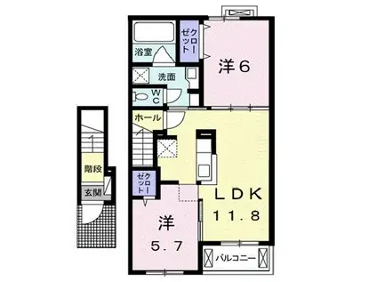 アクティフ浦上(2LDK/2階)の間取り写真