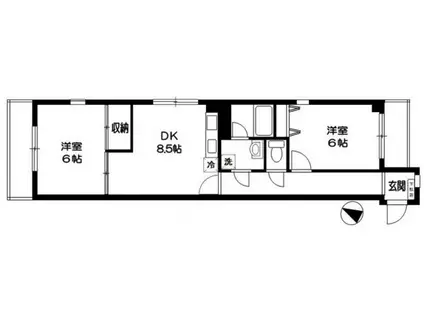 ドミール川越(2DK/6階)の間取り写真