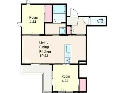 クローバーコート西馬込(2LDK/2階)の間取り写真