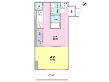 ブリックプレイス(1LDK/2階)の間取り写真