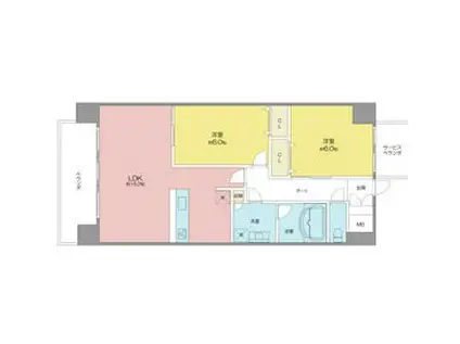 アンコールヴィラ(2LDK/7階)の間取り写真