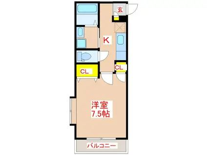 セランポールIII(1K/1階)の間取り写真