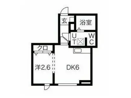 メリディアン北仙台(1DK/3階)の間取り写真