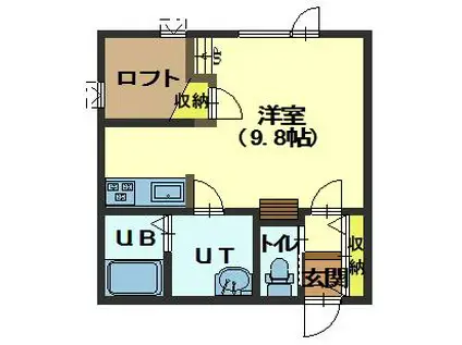 アンジェリカシード(ワンルーム/2階)の間取り写真