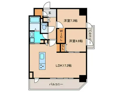インシグニア渡辺通(2LDK/12階)の間取り写真