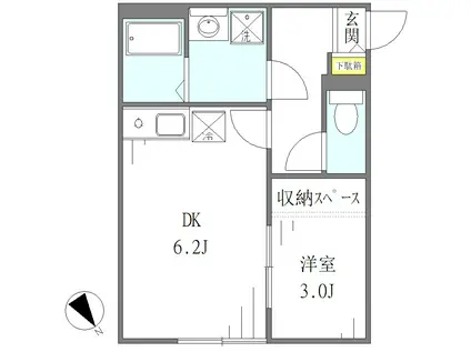 アーバンコート成田(1DK/1階)の間取り写真