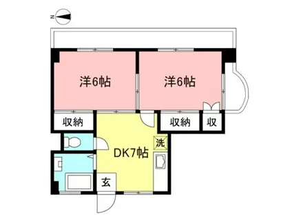 椿ビルディング(2DK/4階)の間取り写真