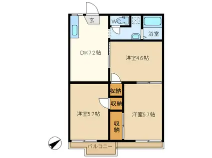 藤ハイツ(3DK/1階)の間取り写真