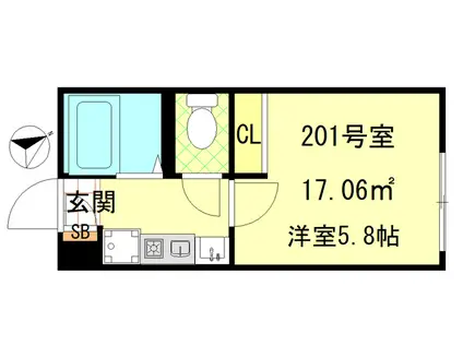 LECOCON平井(1K/2階)の間取り写真