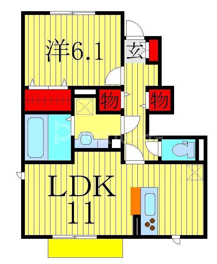 セジュールVI(1LDK/1階)の間取り写真