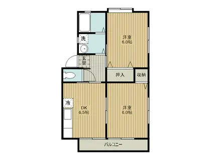 名鉄名古屋本線 宇頭駅 徒歩19分 2階建 築24年(2DK/2階)の間取り写真