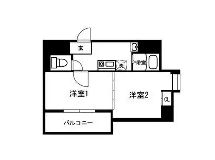 エスコート代田橋(2K/9階)の間取り写真