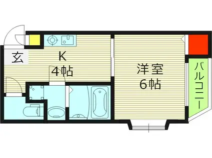 リブラルI(1K/1階)の間取り写真