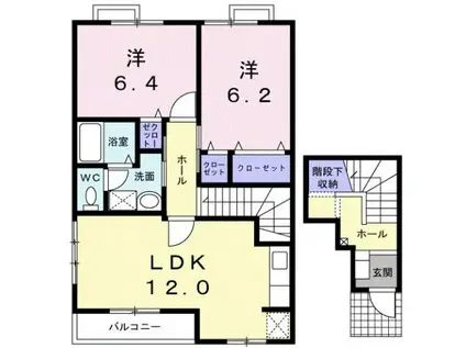 メゾンオーブ B棟(2LDK/2階)の間取り写真