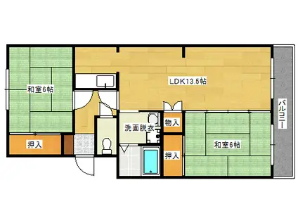 CASA井口B(2LDK/3階)の間取り写真