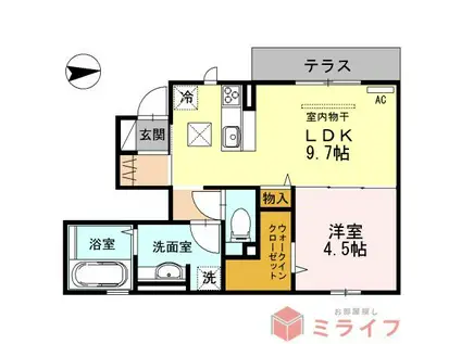 パルビレッジ(1LDK/1階)の間取り写真