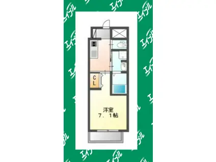 プリオール椿PARTII(1K/1階)の間取り写真