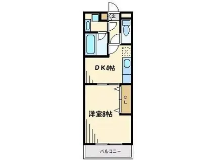 プレイシアヒルズ桜台壱番館(1DK/2階)の間取り写真