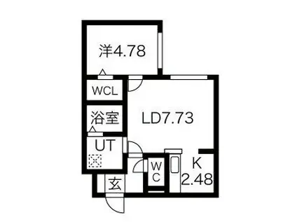 コローレN23(1LDK/2階)の間取り写真