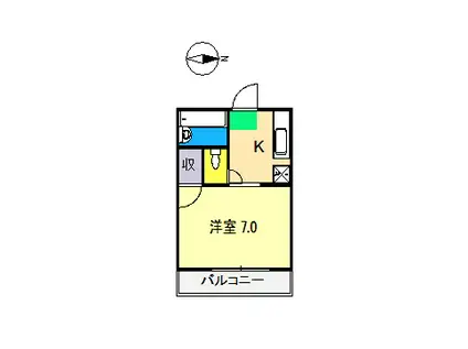 フジハラハイツII(1K/2階)の間取り写真
