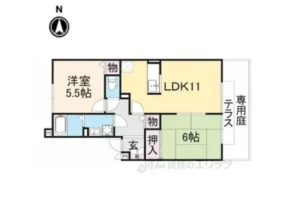 パセオ白鳳B棟(2LDK/1階)の間取り写真