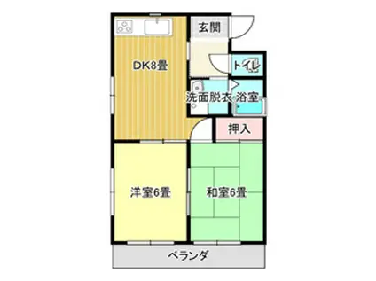 サンコーポ松岡2番館(2DK/2階)の間取り写真