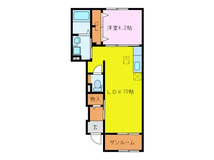 クレールA(1LDK/1階)の間取り写真