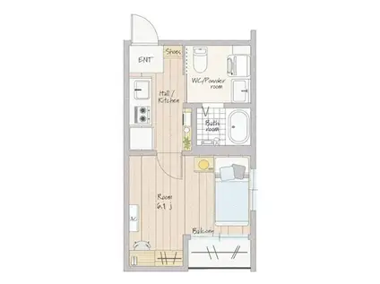 CASITA鴻巣(1K/2階)の間取り写真
