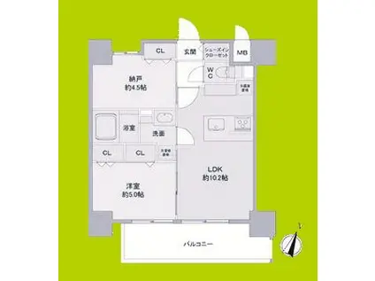 LOUIS RESIDENCE弁天町(1SLDK/5階)の間取り写真