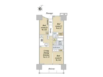 パークホームズ横浜本郷台リバーサイドヴィラ THE ウエスト(3LDK/9階)の間取り写真
