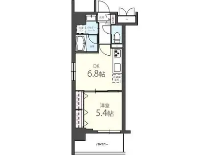 エリートタウン日本橋(1DK/6階)の間取り写真