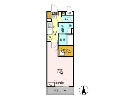 グレイスコート(1K/1階)の間取り写真