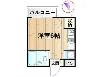 アベニューモトスミ(ワンルーム/2階)の間取り写真