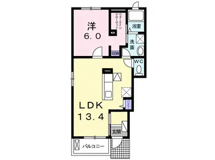 イーストヴィラ(1LDK/1階)の間取り写真