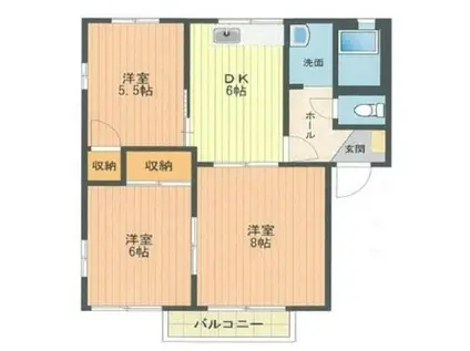 クランベリーハウスA・B(3DK/2階)の間取り写真