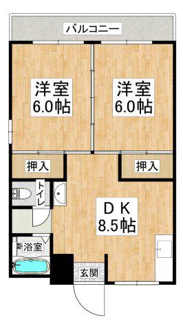 グリーンヒル舞子(2DK/3階)の間取り写真