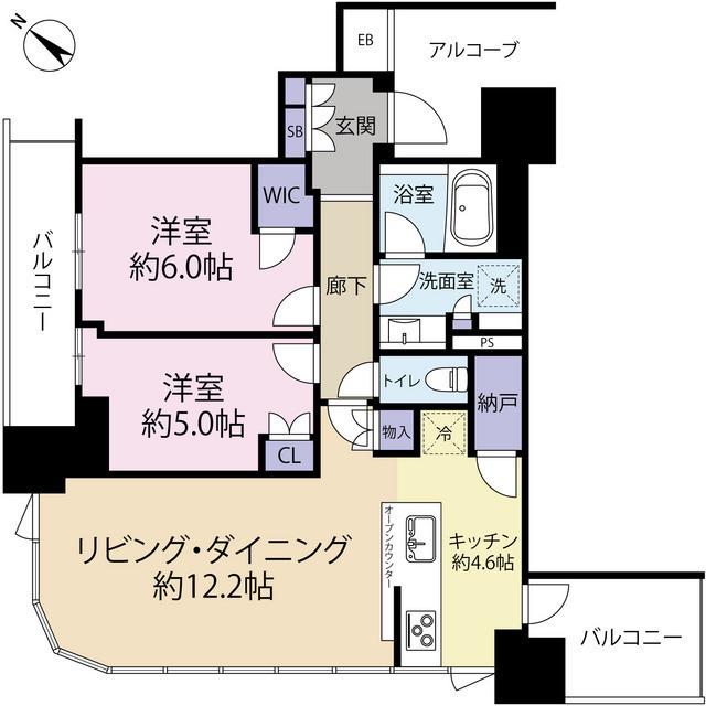 シエリアタワー中之島(2LDK/22階)の間取り写真