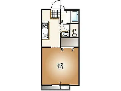 プチメゾンIII(1K/2階)の間取り写真