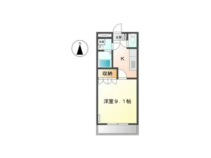 ファンタジーKII(1K/2階)の間取り写真