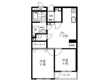 ブリトニーコート池上(2DK/3階)の間取り写真