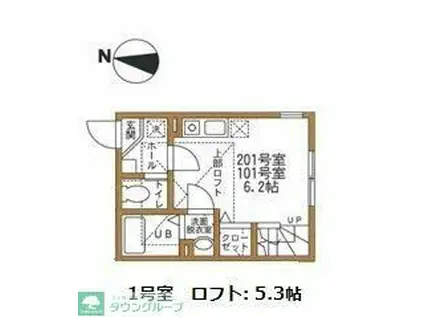 ハーミットクラブハウス西谷TK(ワンルーム/1階)の間取り写真