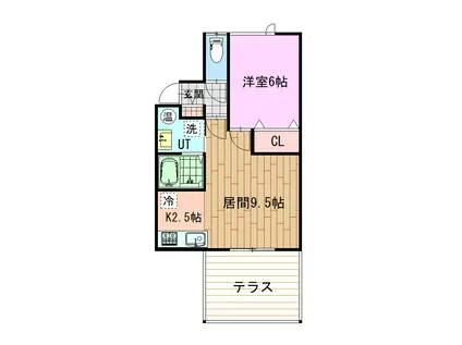 ガーデンコート森の幹(1LDK/1階)の間取り写真