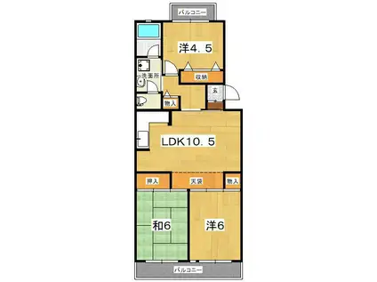 パレスオダワラ(3LDK/2階)の間取り写真