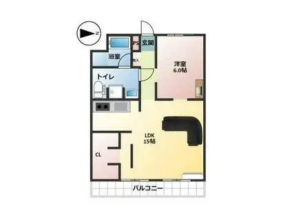 GEOセンタービル 太田市飯田町 店舗マンション(1LDK/3階)の間取り写真