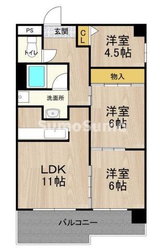テンフォーティー(3LDK/4階)の間取り写真